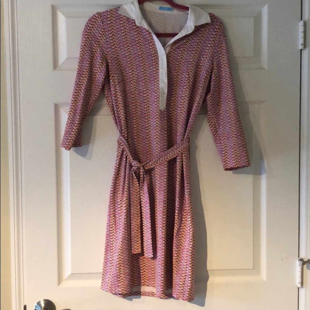 J. MCLaughlin NWOT dress; sz S; pink/orange/blue